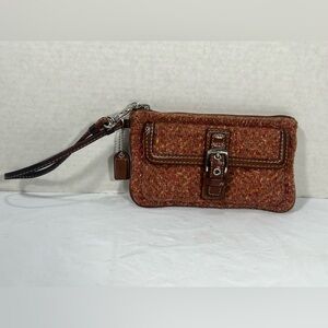 Coach Tweed  Wristlet Multi Color Leather Strap Fall Winter